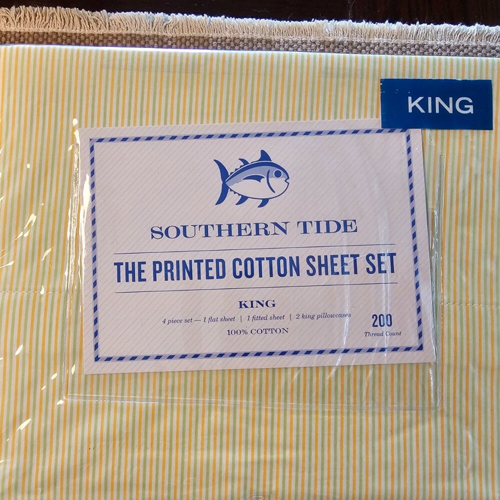 Southern Tide Cabana Stripe KING SHEET SET NEW